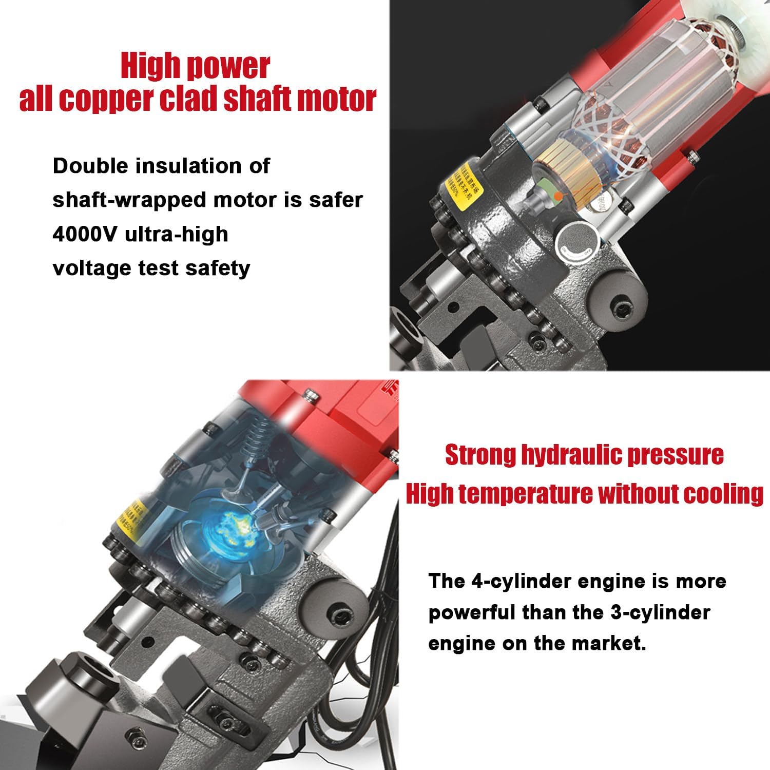 1300W Electric Hydraulic Punch Tool, Heavy Duty Metal Punch Machine with 5 Dies,2-3s Fast Hole Punching, Φ0.25-0.8" Range,for Steel/Iron/Aluminum/Copper Plates/Channel Steel Angle Iron
