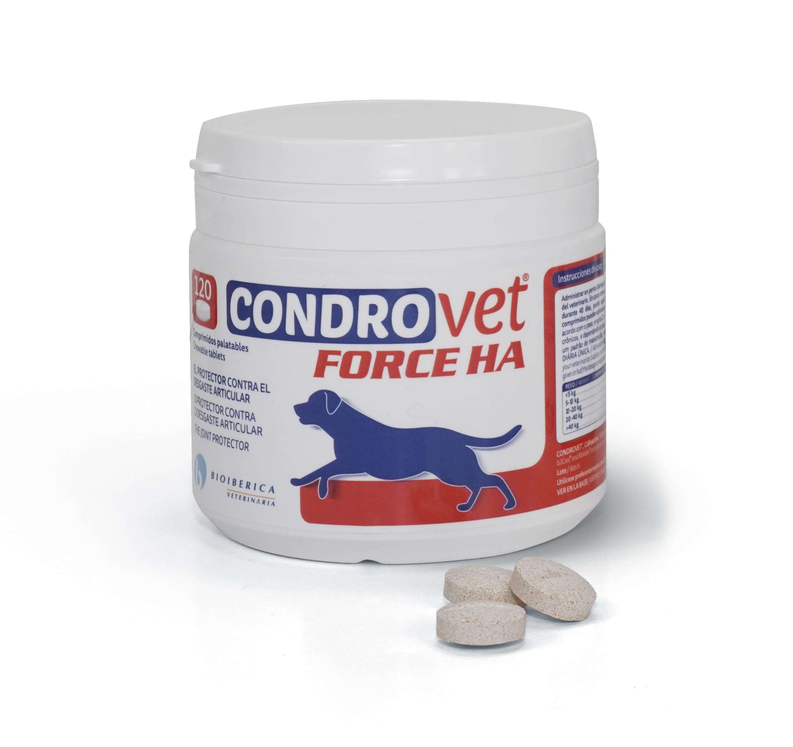 Bioiberica Condrovet Force Ha - Suplemento Cuidado De Articulaciones Para Mascotas, 120 Comprimidos En Blíster