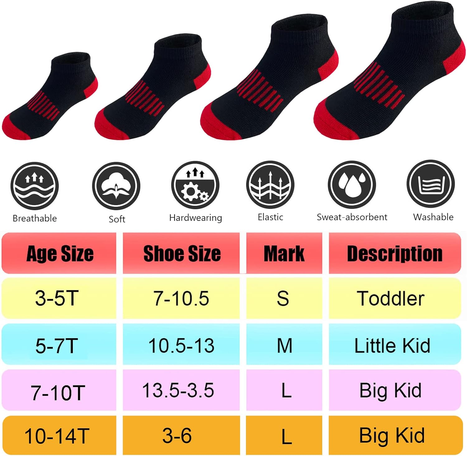 Boy Socks 24 Pairs Ankle Athletic Cotton Socks Half Cushioned Low Cut Sock Ankle Athletic Cotton Sock - Image 4