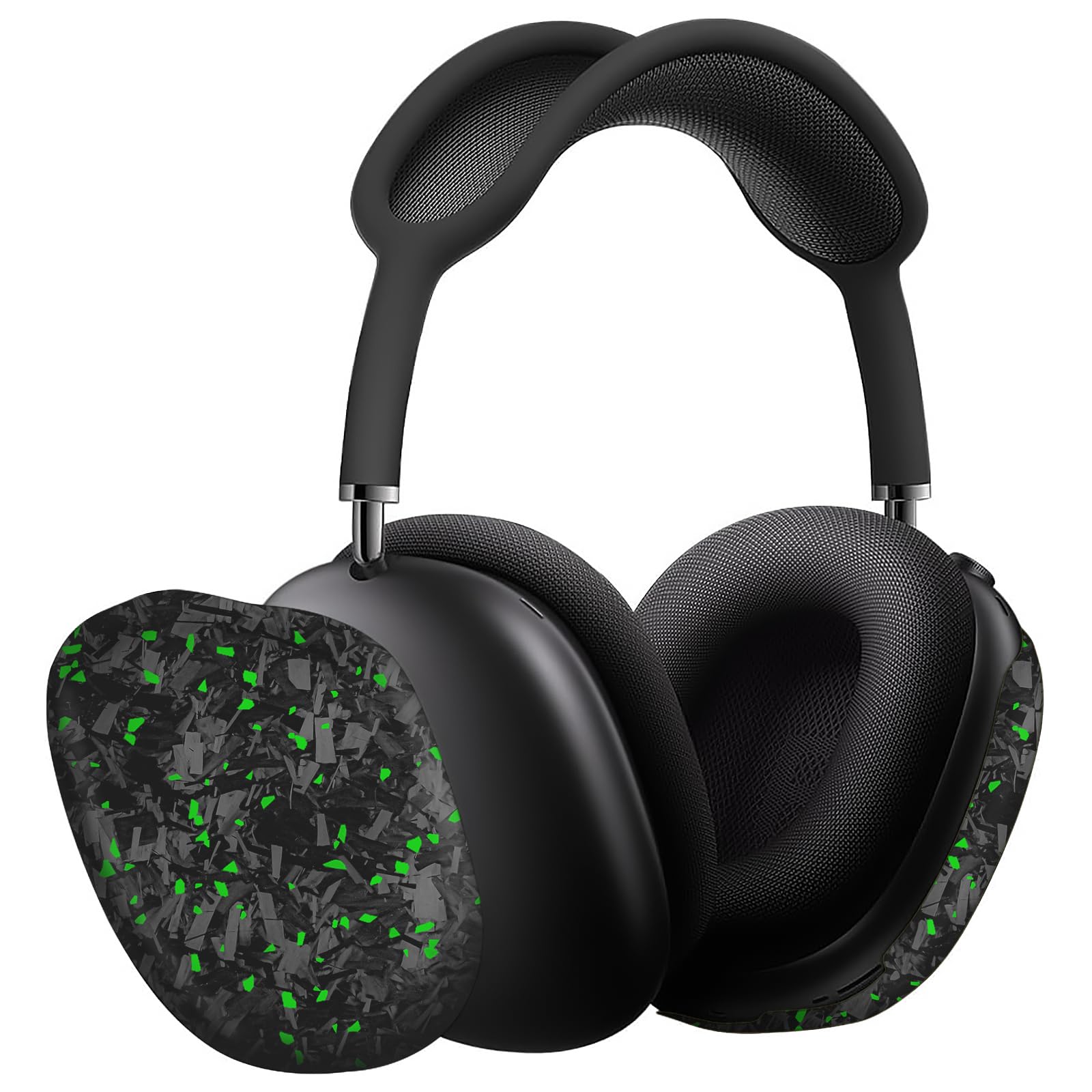 MONOCARBON Real Carbon Fiber Case for AirPods Max (2024/2020), Military-Grade Protective Hard Cover for Apple Headphones, Unique Forged Matte, Scratch-Resistant, Essential Accessories-Matte Green