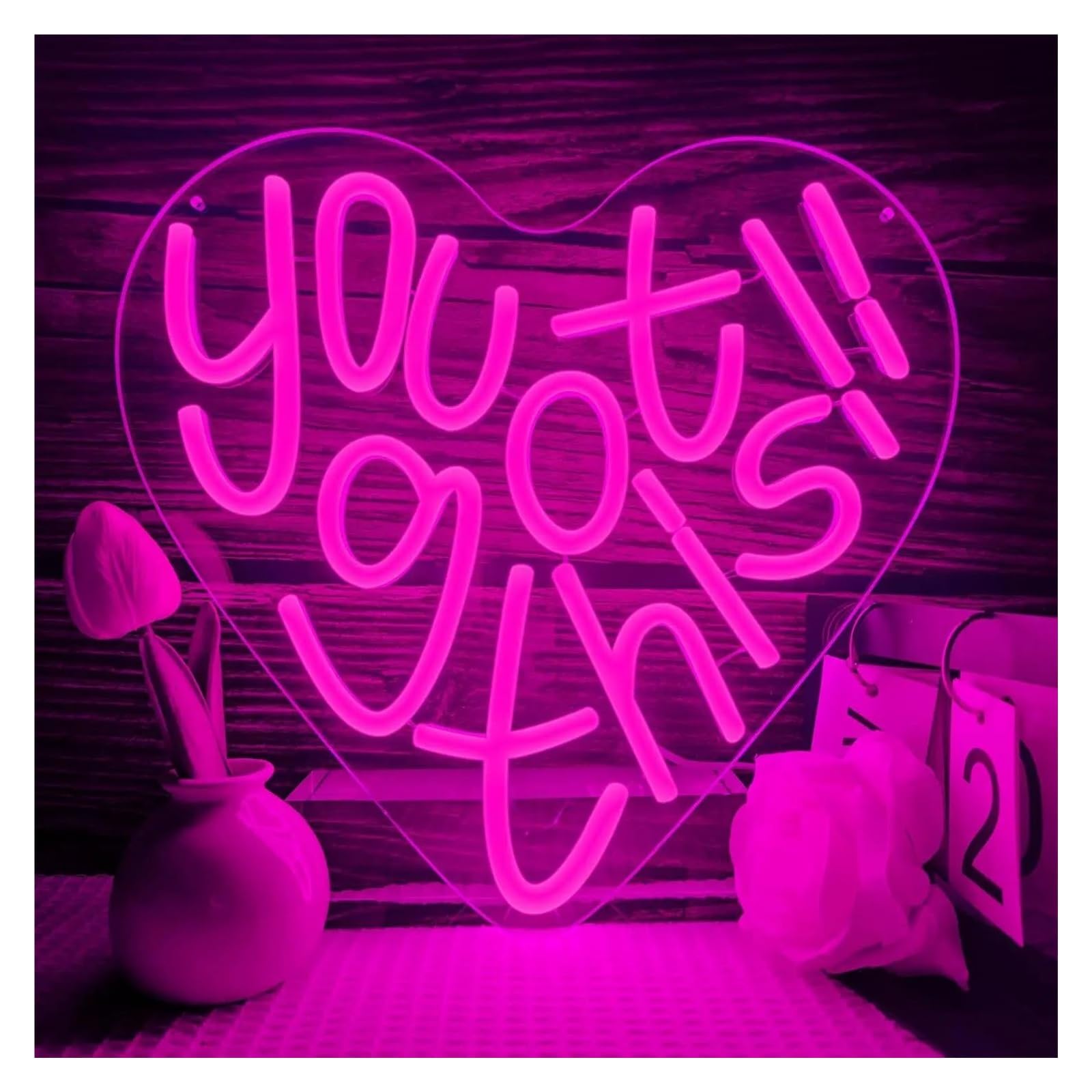 LEMST Signs Lamp You Got This Neon Sign Inspirational Neon Light Sign Dimmable for Girl's Bedroom Living Room 32x30cm