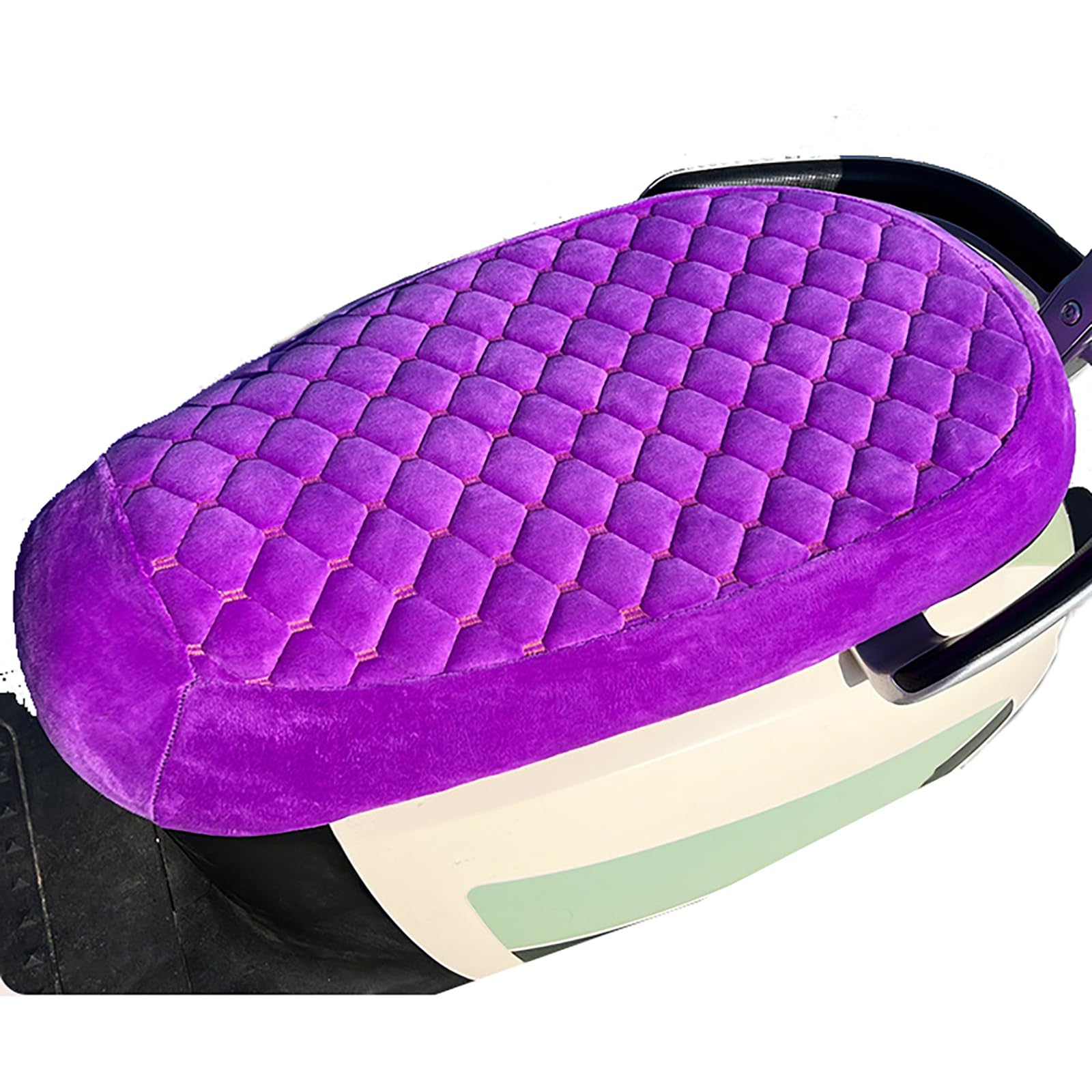 Mswborml Velvet Moped Seat Cover with Elastic, Anti-Slip Motorbike Seat Cover, Dustproof Motorcycle Seat Cover for Sun, Breathable Motorcycle Scooter Moped Seats Covers Machine Washable,Purple,S1