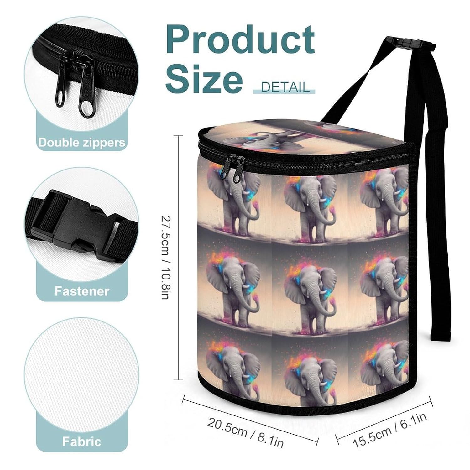 Hanging Car Trash Bag Animal Cartoon Elephant Printed Car Garbage Storage Bag Leakproof Car Trash Can Portable Garbage Storage Bags
