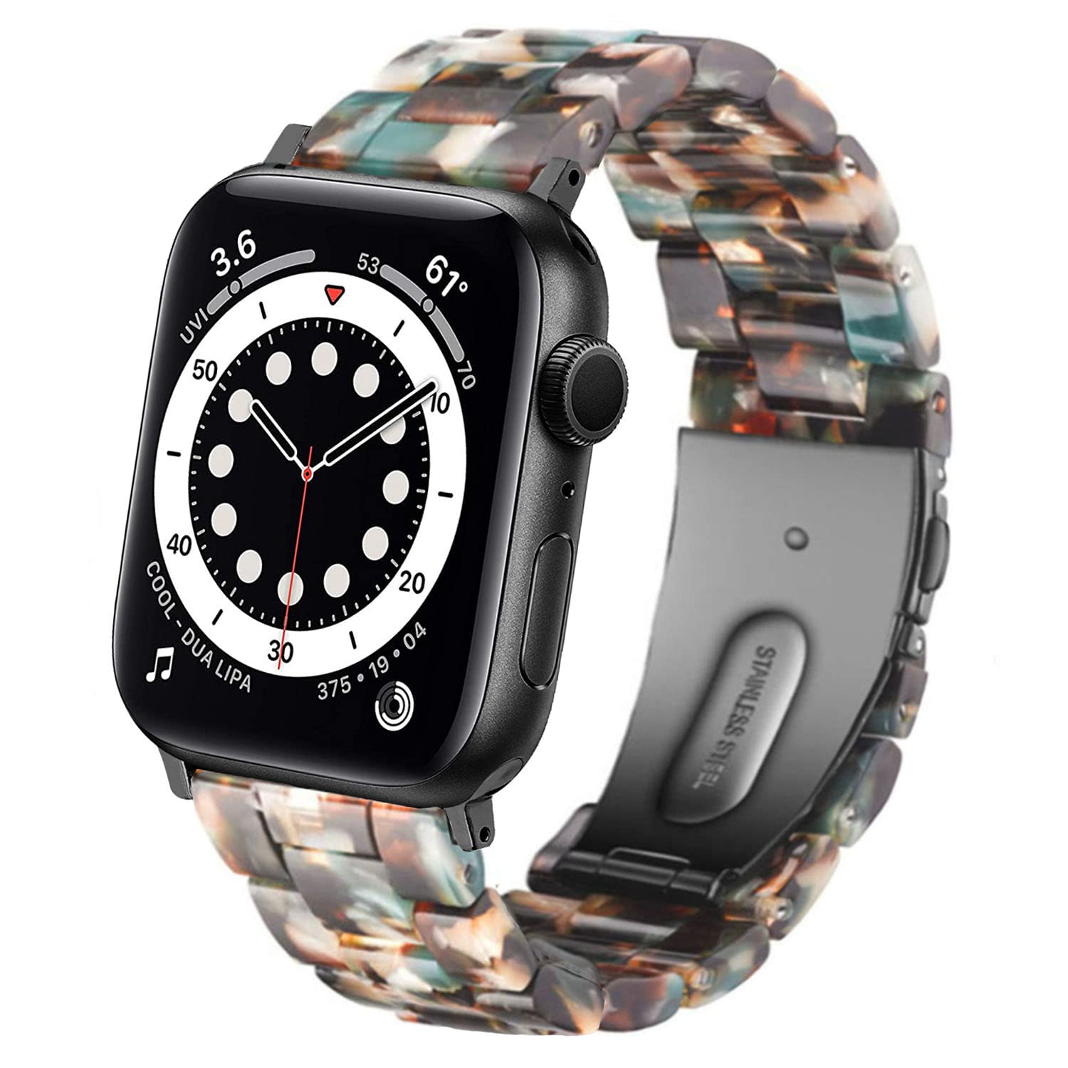 DEALELE Bands Compatible with Apple Watch 49mm 46mm 42mm 45mm 41mm 44mm 40mm 38mm, Colorful Resin Replacement Strap for iWatch Series 10/9 / 8/7 / 6/5 / 4/3 / Ultra/SE Women Men — view 20