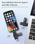 KEXIN 512GB Portable External USB Solid State Drive Type-c and USB 3.2 Dual Interface, USB C Flash Drive up to 1050MB/s Dual USB Swivel Memory Stick for iPhone 15/16/17, Smartphone, Tablet, Laptop