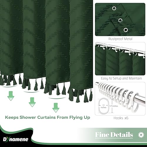 Vista 256 de Dynamene - Cortina de ducha, bohemia y rústica con rayas con chebrón en relieve, cortina texturizada para decoración de baño, juego de cortina A.