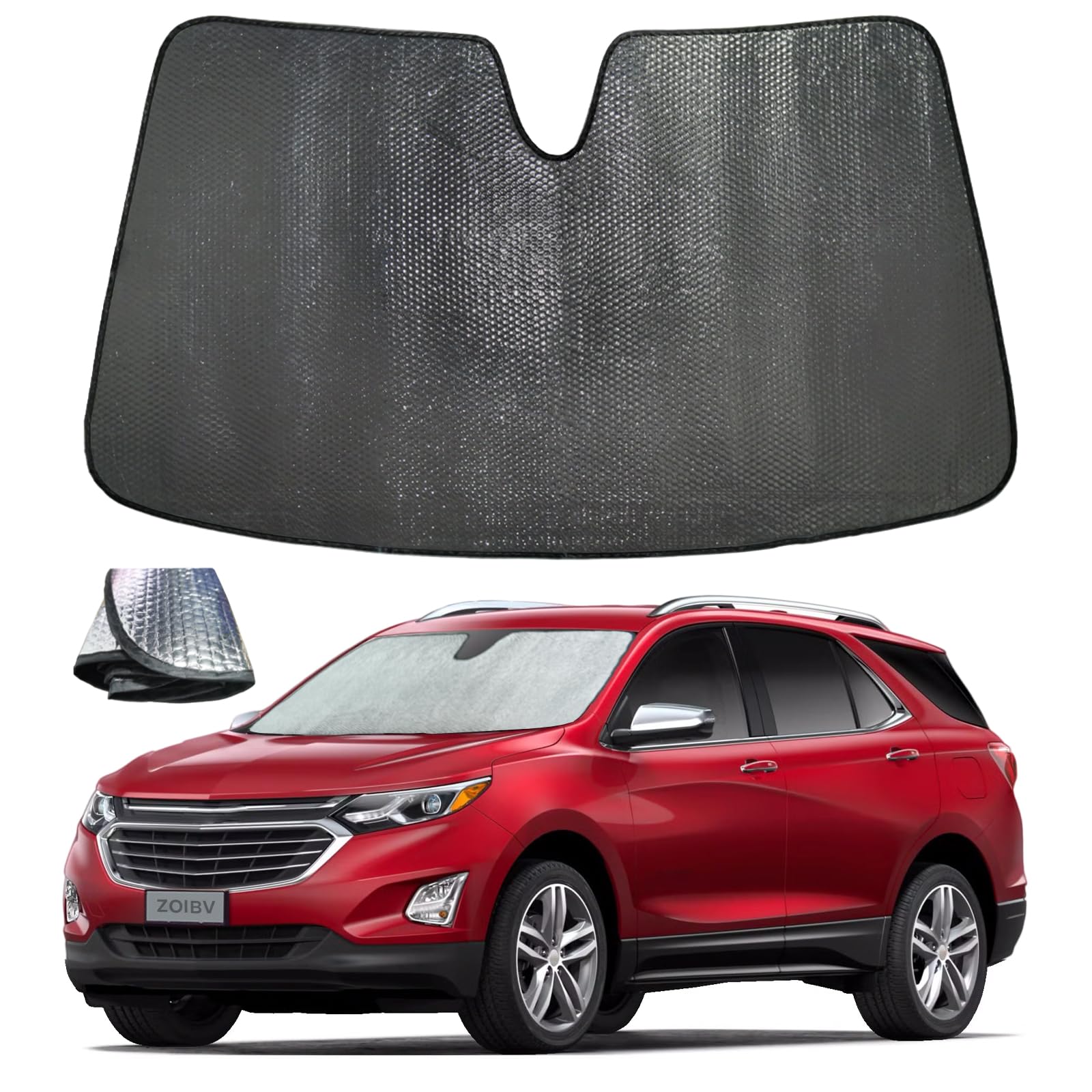 ZOIBV Windshield Sun Shade for Chevrolet Chevy Equinox 2018-2024 (Not for Equinox EV) - 5-Layer Bubble Foldable Front Window Shade Sun Visor