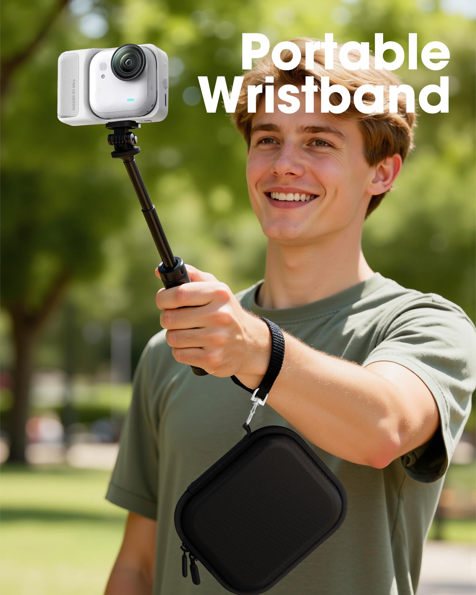 ProCase Custodia da Trasporto per Insta 360 Go Ultra Pacchetto Standard, Borsa di Viaggio Protettiva con Cinturino per Go Ultra Action Camera Accessori -Nero