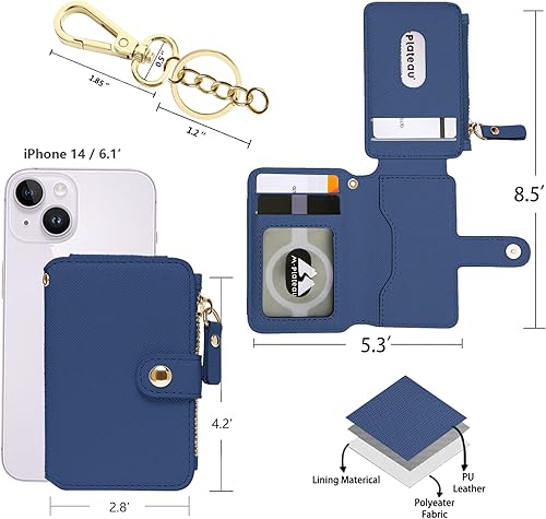 Miniatura 3 de M-Plateau Cartera con llavero para mujer, tarjetero de crédito para mujer con llavero de metal para llaves de coche, mini monedero para mujer con