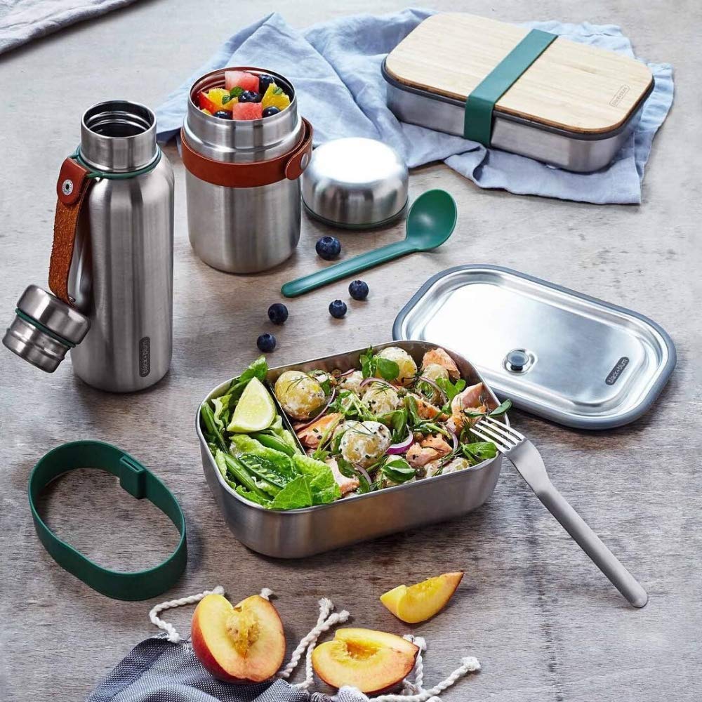 black+blum Isolierte Wasserflasche Groß - Ozean, 750 ml Thermoflasche, Edelstahl/VeganLeder, L, 2