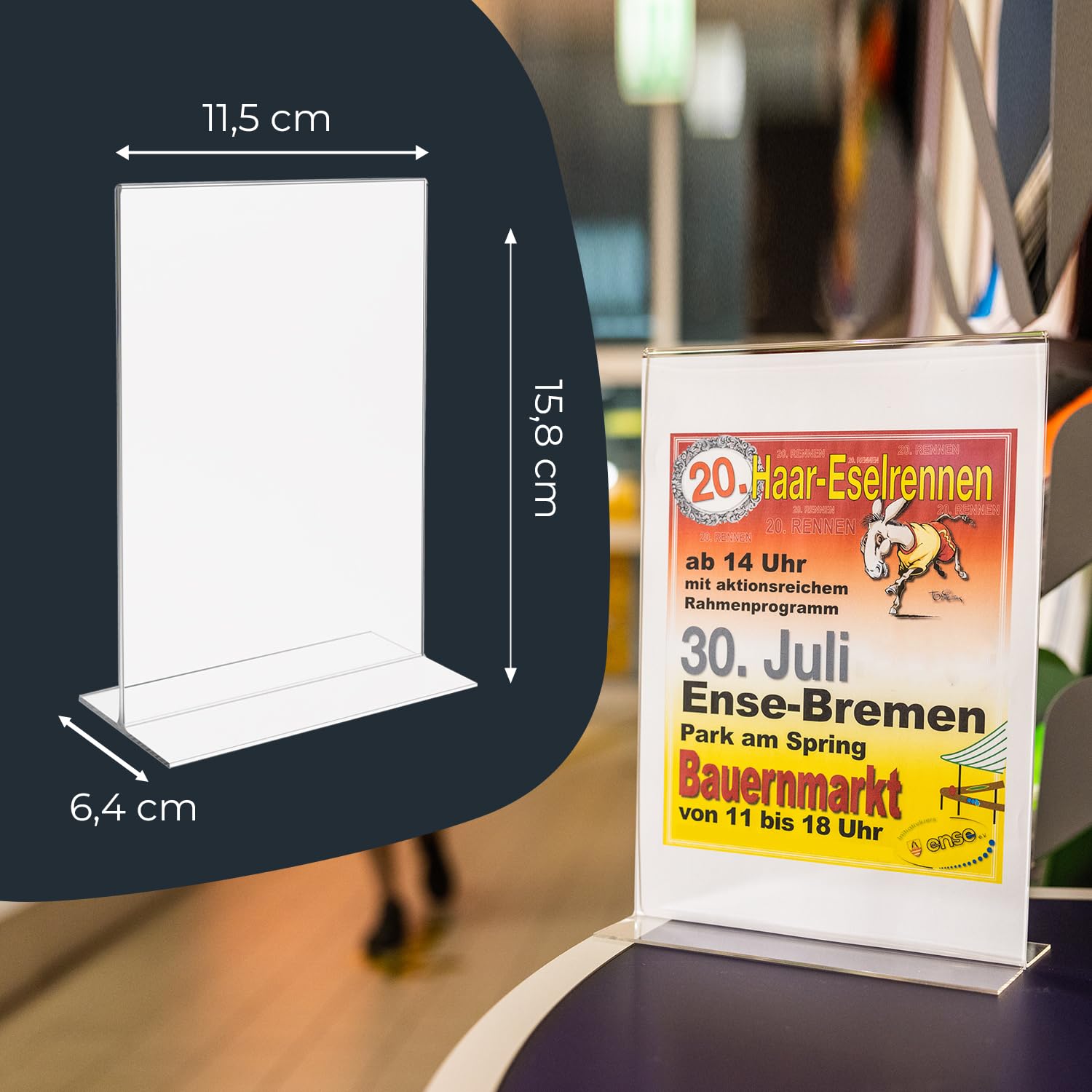 HMF Présentoir de Table Acrylique A6 Format Portrait, Porte Menu Restaurant, Double Face, Support Affiche Publicitaire pour Bureau, Restaurant, Menu | Transparent