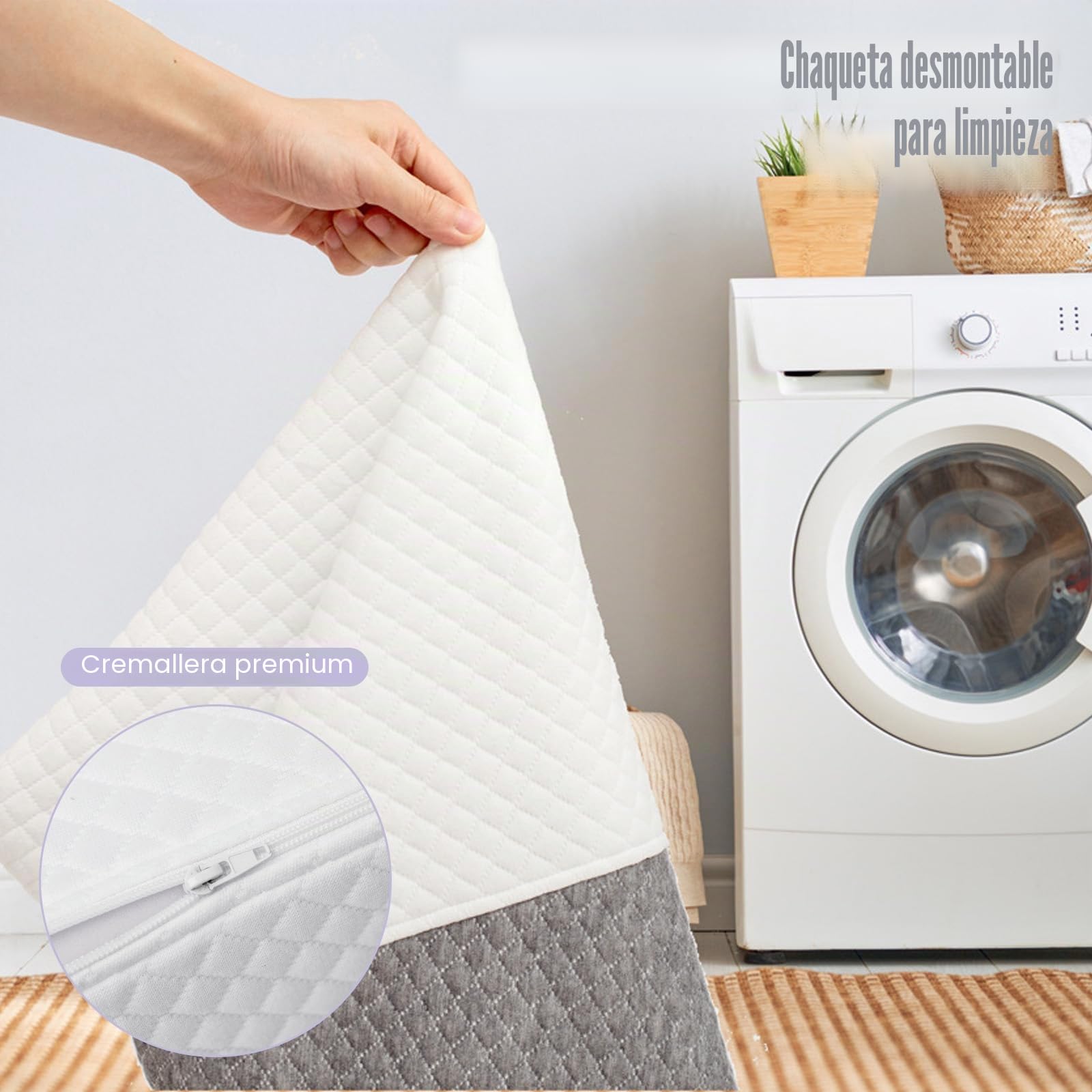 Juego de 2 cojines de cuña de espuma viscoelástica extraíbles, reclinables, con reposacabezas para levantamiento de piernas, soporte de espalda, reflujo ácido, ronquidos, postcirugía, lectura
