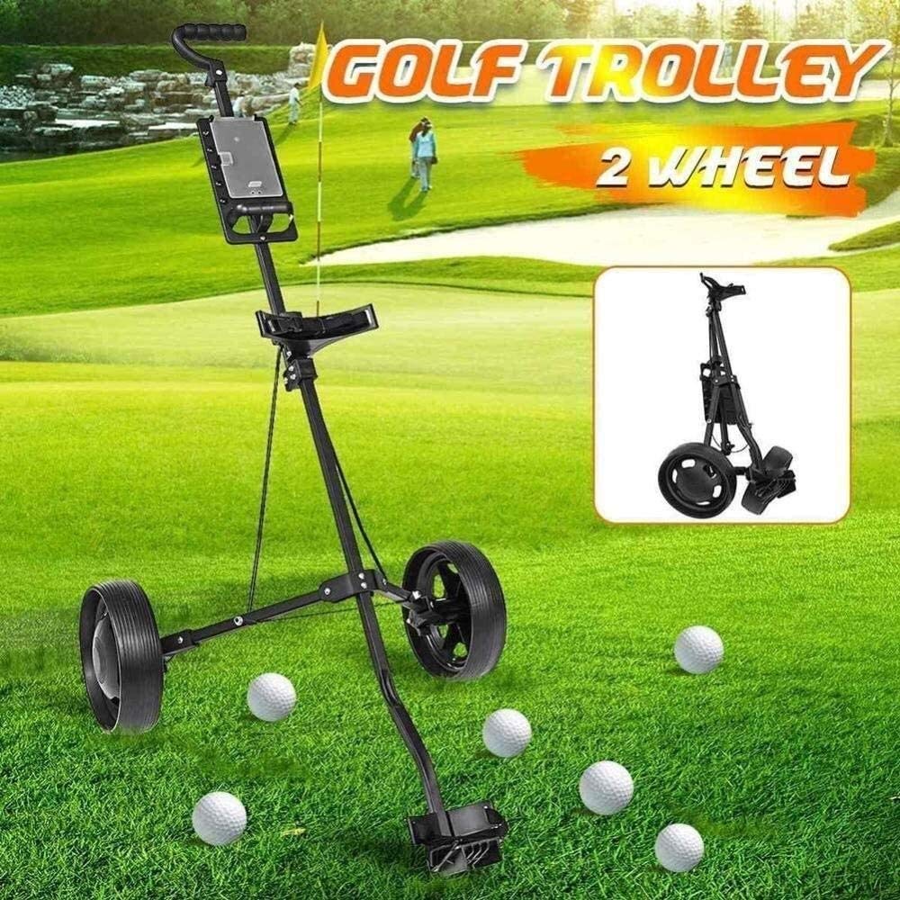 iumLeap Push Pull Golf Cart Folding 2 Wheels Golf Trolley with Adjustable Handle Angle Scorecard and Foot Brake Lightweight Golf Push Cart
