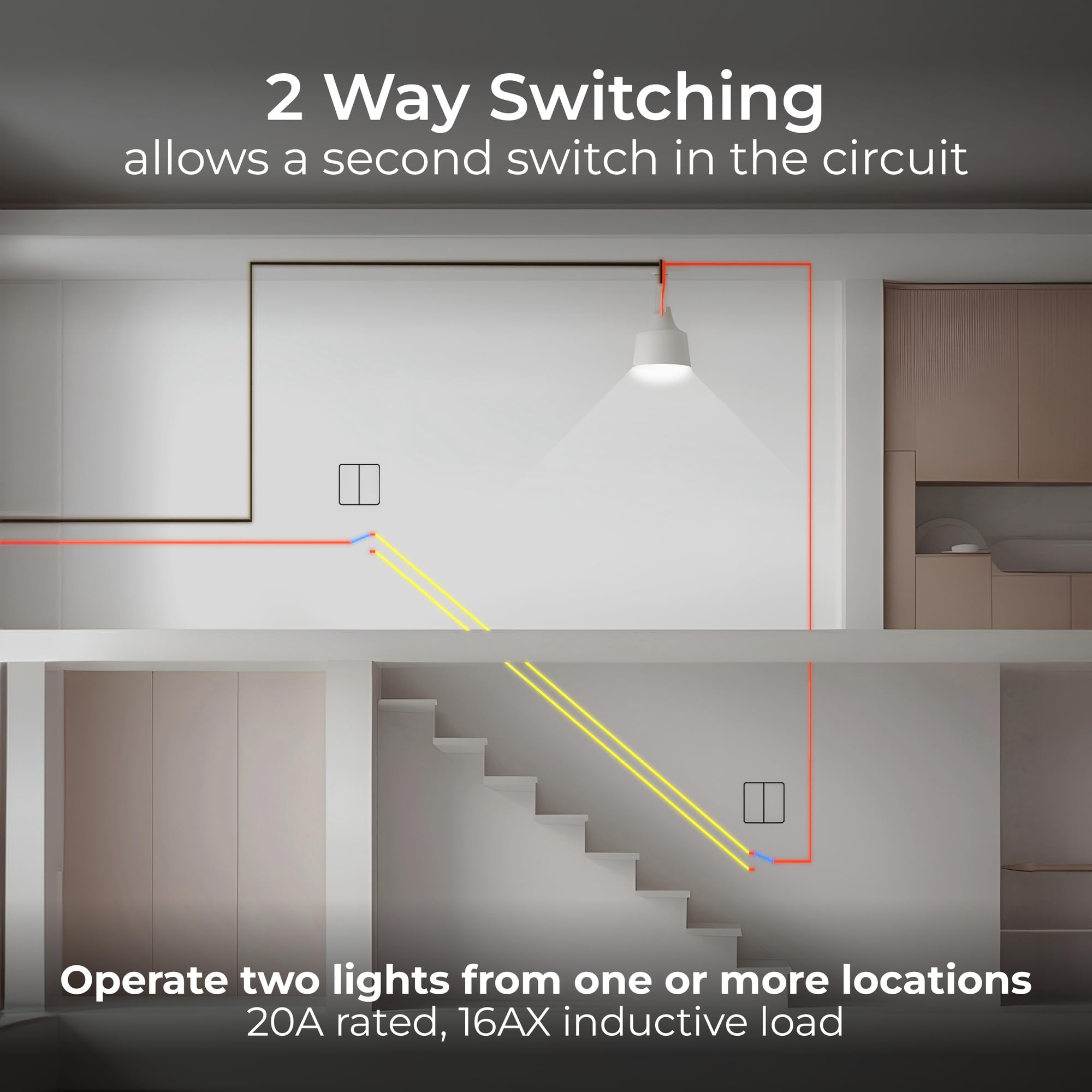 BG Electrical Double Wall Light Switch, 2-Way, Edge-to-Edge Rockers, Screwless Appearance, Round Edges, Evolve, Matt Grey - Image 4