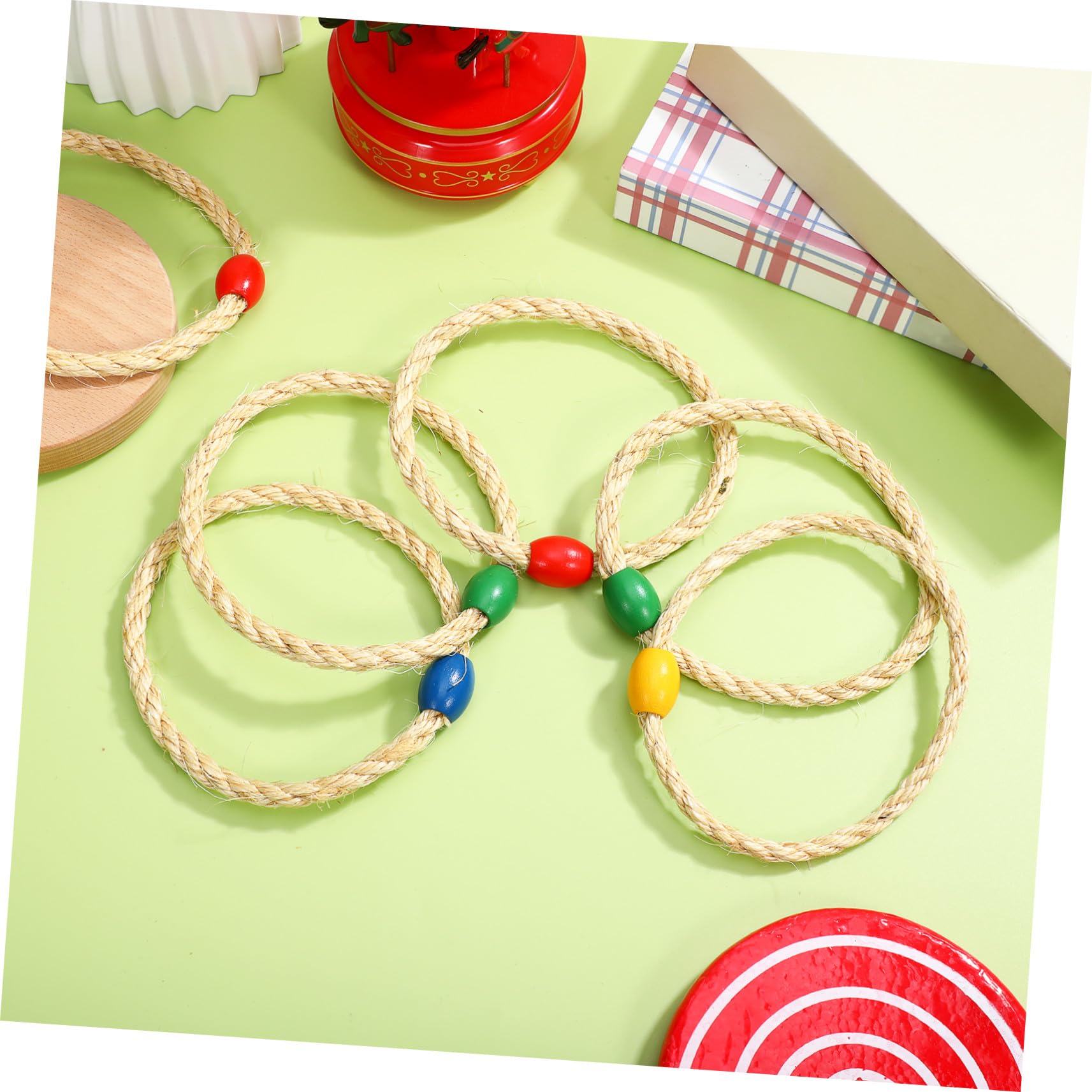 ifundom Jeu de Lancer d'Anneaux en Bois et Corde 10 Pièces - Coordination Main-Œil