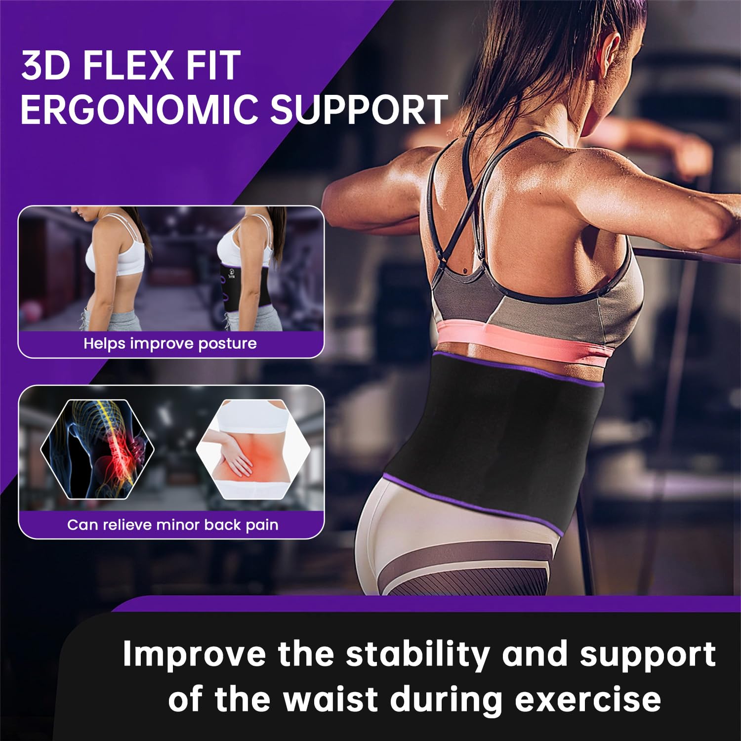 RIYA Waist Trimmer Sweat Waist Trainer for Women and Men Waist Sweat Belt Band Belly Stomach Wrap Purple
