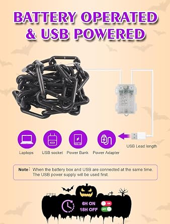 10.4 FT Plastic Chain String Lights for Halloween Decoration,175 LED
