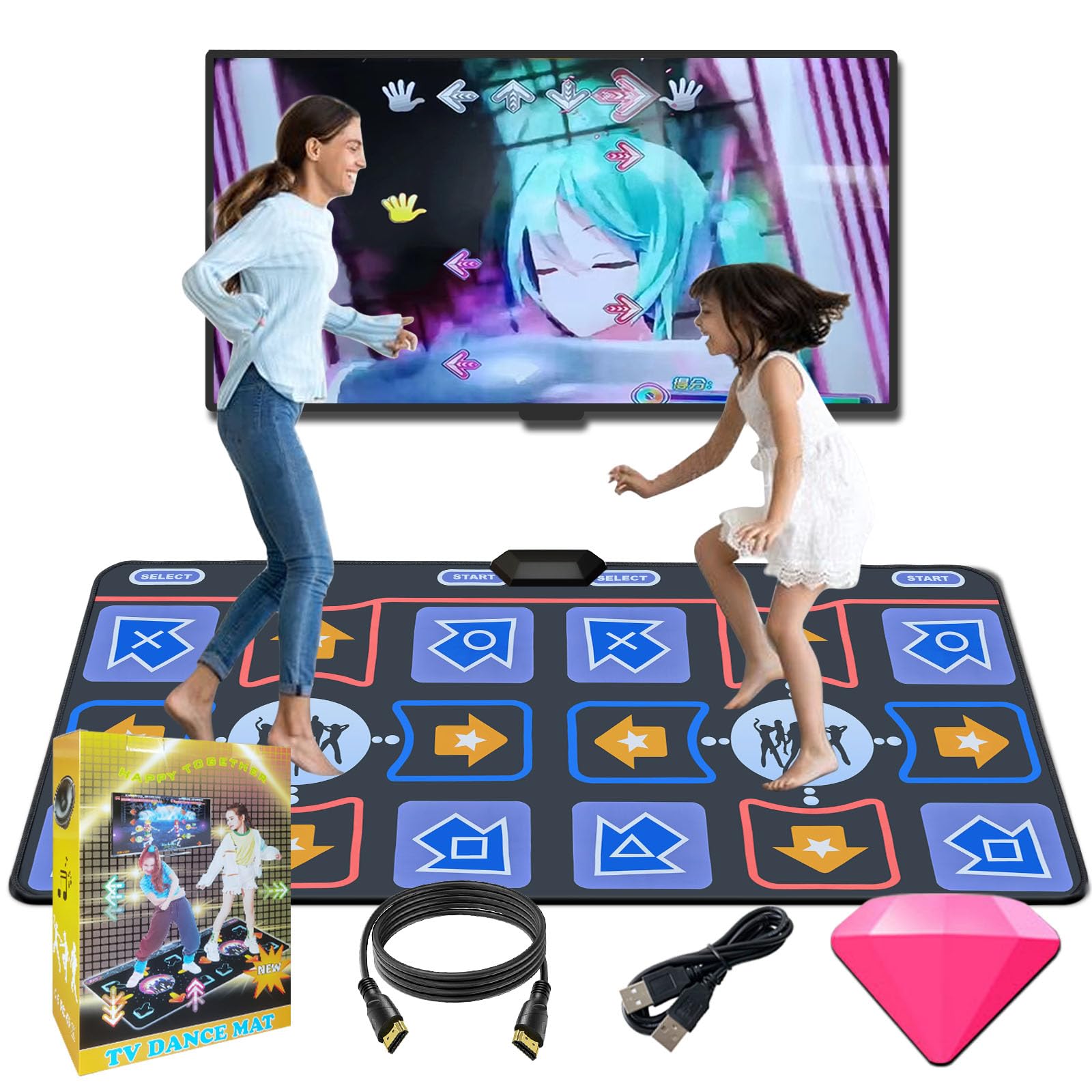 Tappetino da Ballo per Bambini e Adulti, Doppio utente per TV, Morbido Tappetino da Ballo in Flanella per Esercizi e Giochi, Plug & Play Giochi di Famiglia, Regali per Ragazze e Ragazzi
