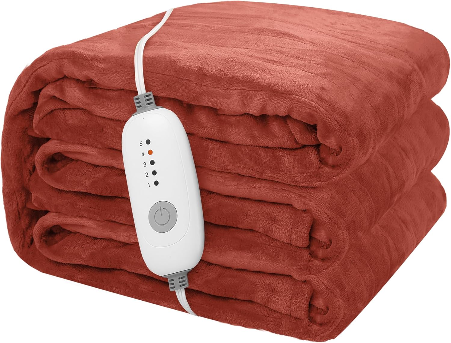 Electric Heated Blanket 72"x84" Full Size Flannel Heated Blanket, Cozy & Warm for All Night, 5 Heat Settings & 10 Hours Auto Off, Machine Washable, Brick Red - Image 2