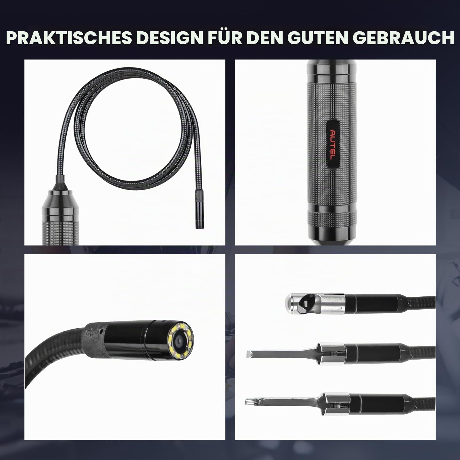 Autel MaxiVideo MV108S Digitale Inspektionskamera, 2026 Aktualisiert von MV108 MV105S, 8,5mm USB Endoskopkamera, IP67 Wasserdicht, 1920P HD Rohrkamera, 1M Flexible Kabel für Autel Kfz Werkzeug & PCs