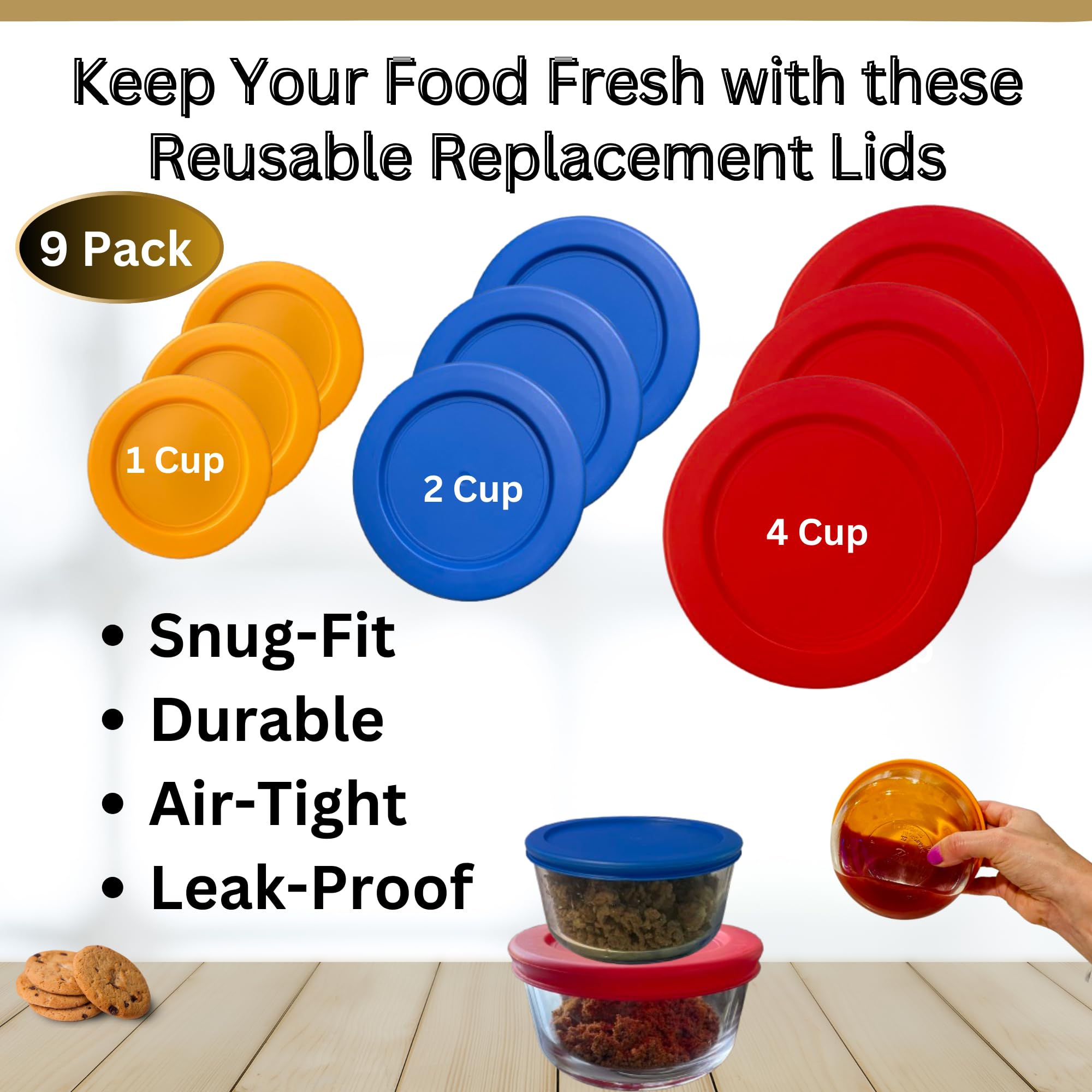 Anchor Hocking Replacement Lids For Round Pyrex Bowls 1, 2, Cup