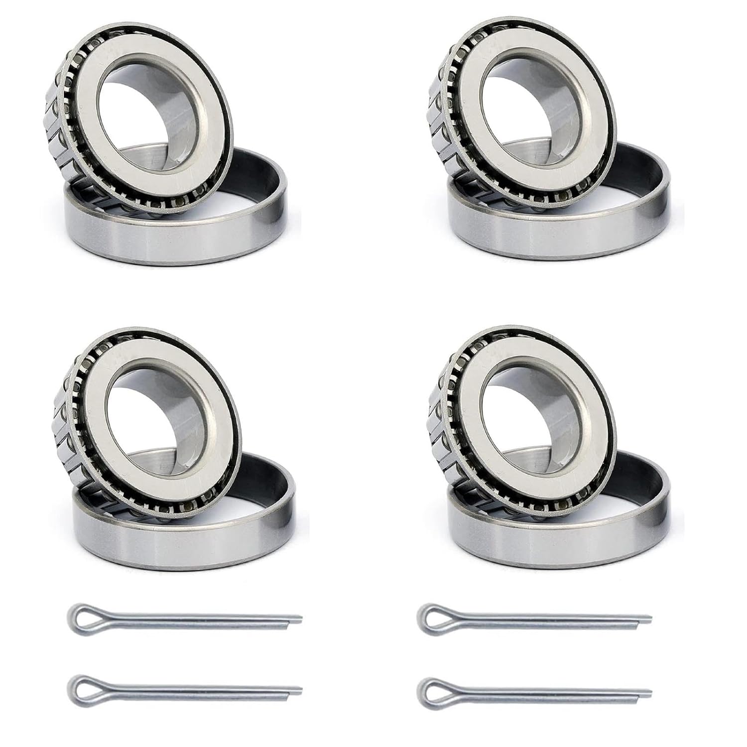 Trailer Wheel hub Kit LM67048/LM67010 Taper Roller Bearing with Cotter Pin (4 Set)