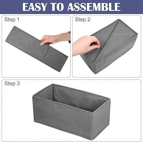 Miniatura 3 de Paquete de 9 organizadores de cajones plegables - Organizador de cajones de ropa para ropa, gris oscuro (10.6 x 5.5 x 4.3 pulgadas, tela no tejida)