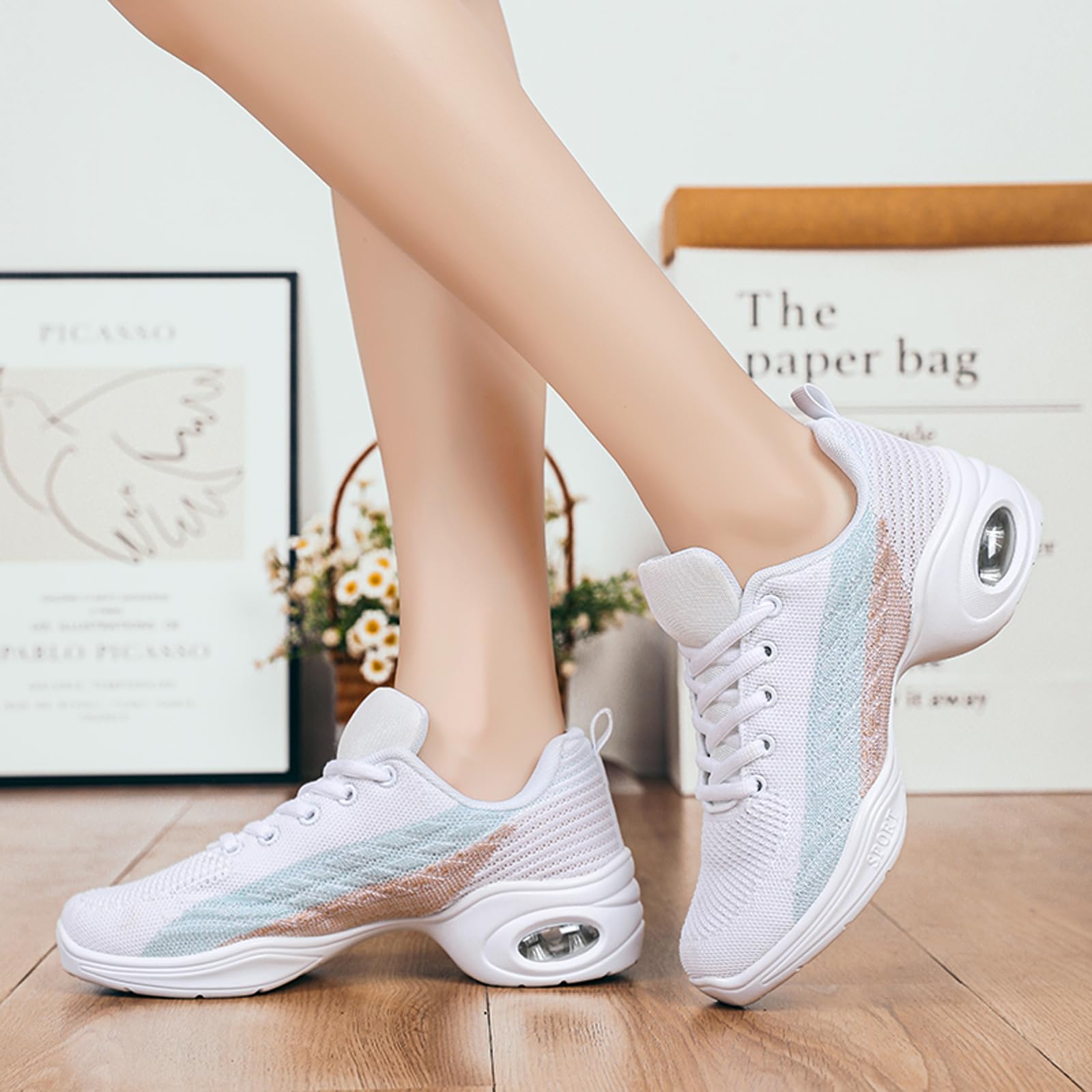 Damskie buty do tańca, buty jazzowe, sznurowane, lekkie, oddychające, buty sportowe