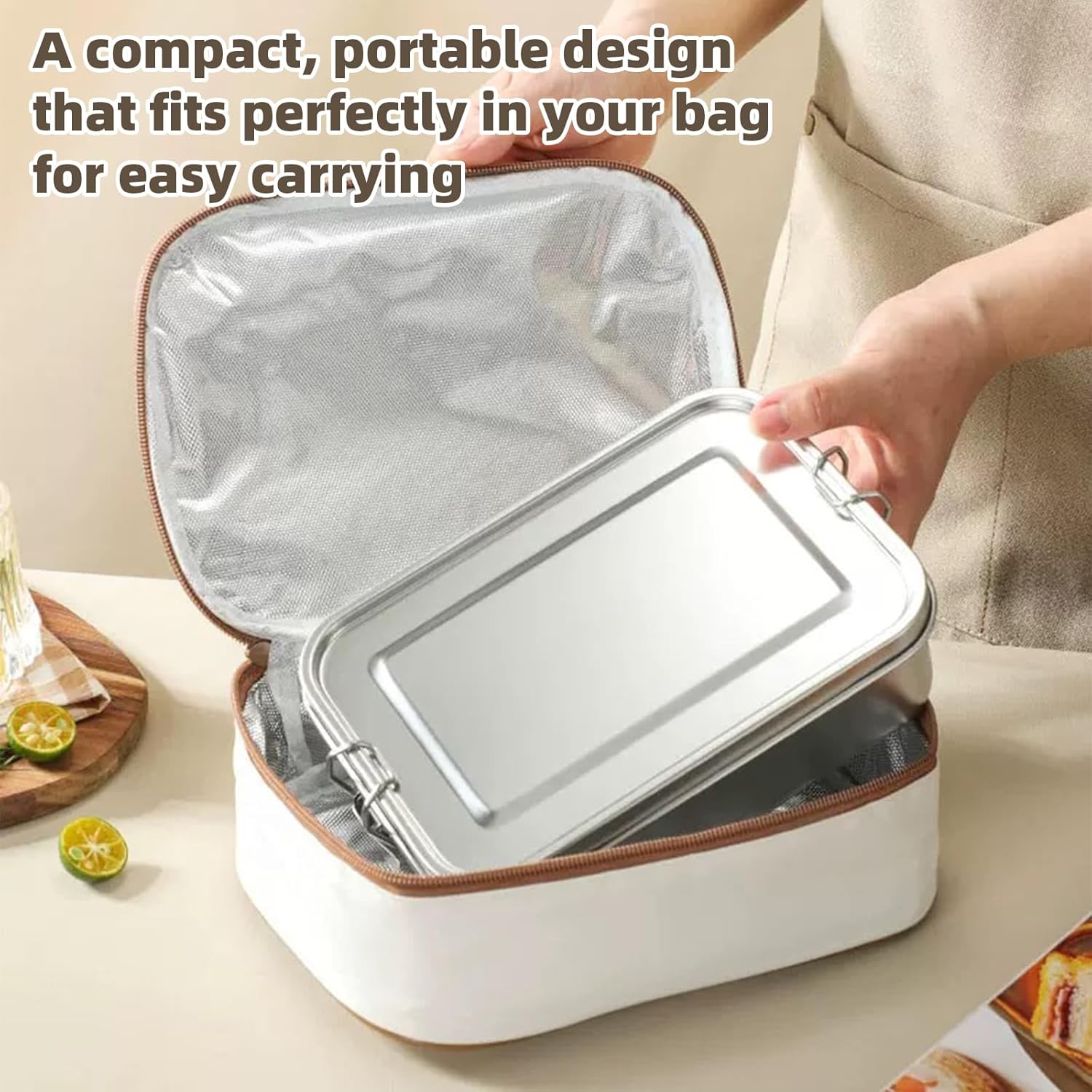 Stainless Steel Lunch Preservation Box, 40oz/1200ml Metal Bento Box Removable Dividers, Reusable Food Storage Containers with Lids Leak Proof for Travel, Work, Picnic, Home - Image 7