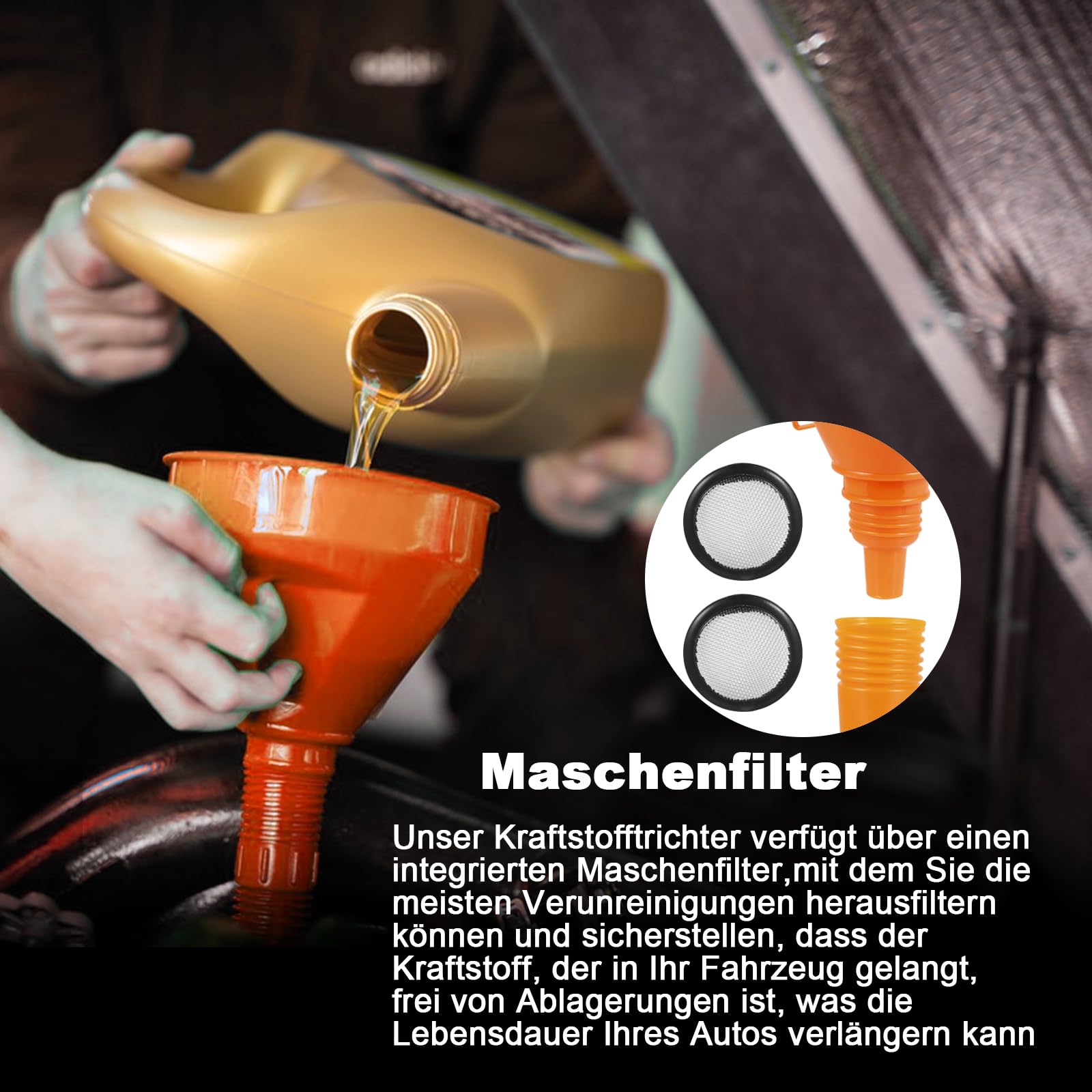 11 Pezzi Imbuto Olio Motore, Grande Benzina Imbuti Plastica Travasatore Becco Lungo Universale Imbuto Kit Riutilizzabile Con Filtro e Tubo Flessibile per Auto Moto Cucina Laboratorio Liquido