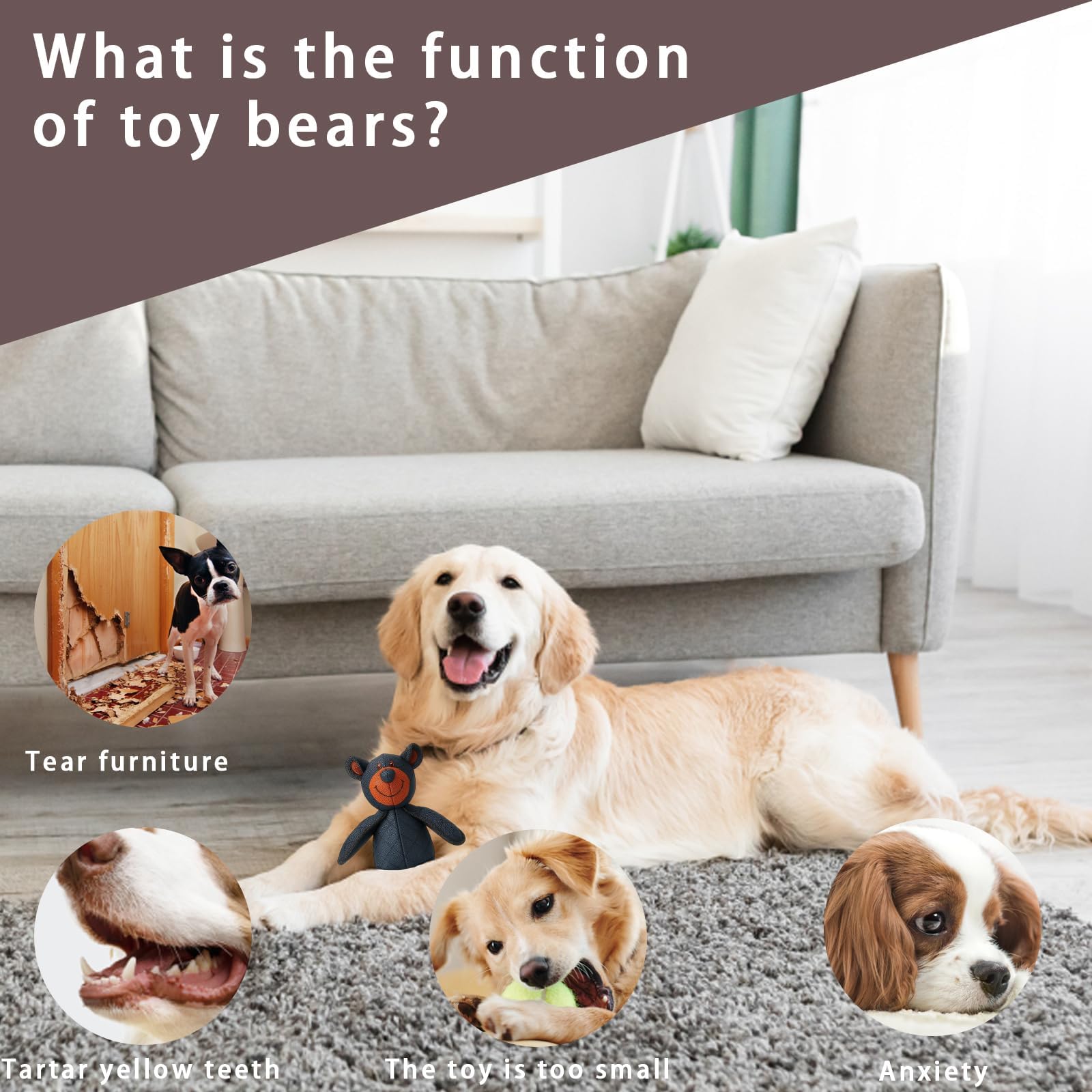 2025 New Bear for Heavy Chewers Interactive Indestructible Bear Dog Toy for Large Dogs,Pet Toy for Aggressive Chewers to Keep Them Busy,for Small Medium Dogs Squeaky Toys Plush Puppy Toy (Black-1 Pc) - Image 4