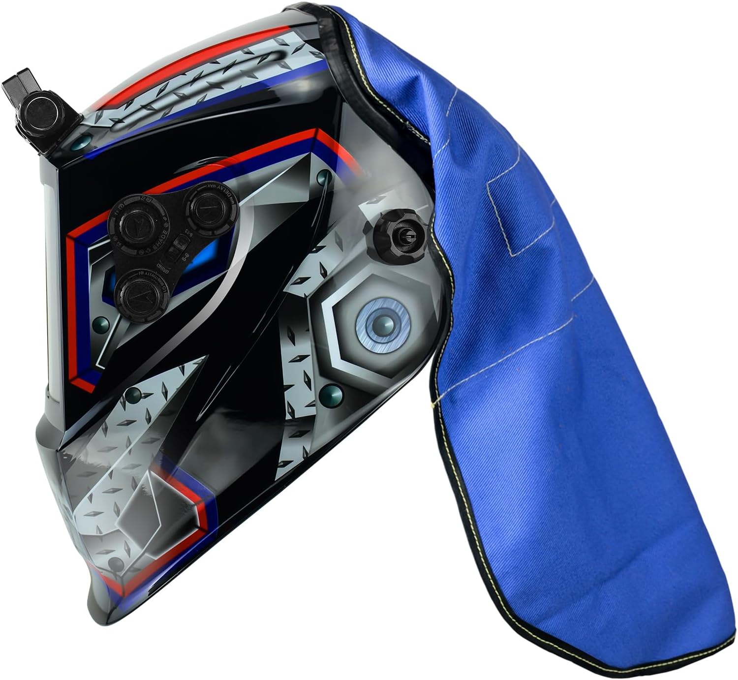 TRQWH Welding Helmet Auto Darkening - Large Viewing True Color Solar Powered Welding Hood with 4 Arc Sensor & Welding Helmet Bib Cover