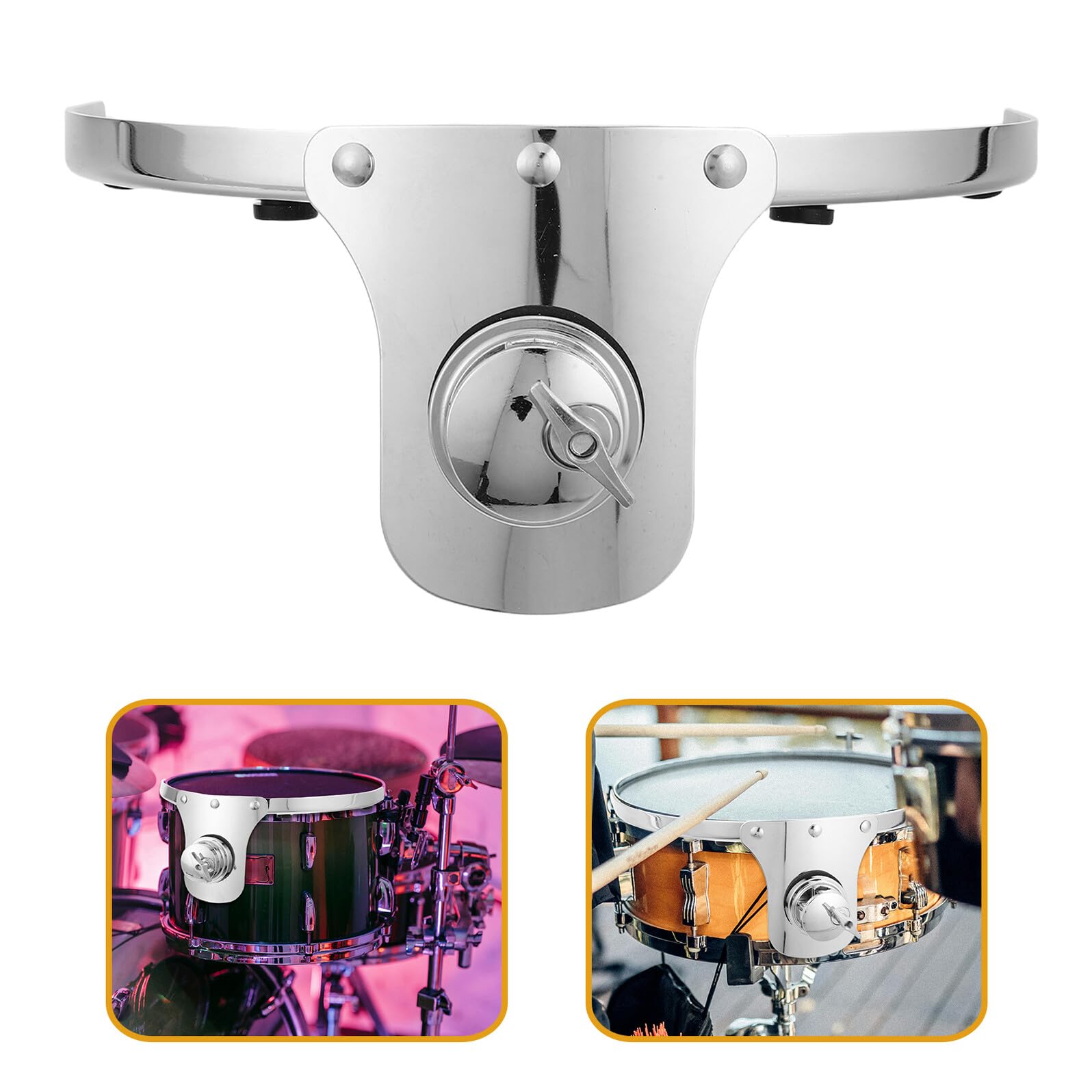 SUPVOX Soporte de Suspensión Cromado para Aro de Tom de Batería de 10 Pulgadas con Base de Tornillos Reforzada, Herrajes de Montaje para Percusión Profesional en Escenarios y Ensayos