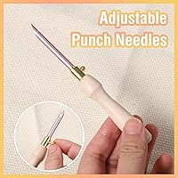 Vista 3 de Kit de 35 piezas de aguja de perforación, juego de herramientas de aguja de perforación ajustable, incluye mango de madera, juego de plumas