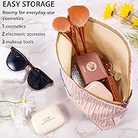 Vista 2 de Bolsa de maquillaje de flores para mujer, bonita bolsa de maquillaje para bolso, bolsa de cosméticos con cremallera, bolsa de cosméticos de lona