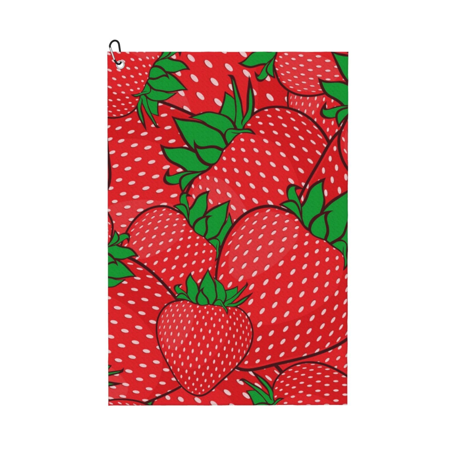Hnnkloy Red Strawberry, 16x24 in Portable Waffle Golf Towels with Carabiner Clip for Golf Bag