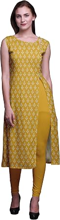 Bimba Printed Side Slit Straight Kurtis for Women Sleeveless Summer Kurta