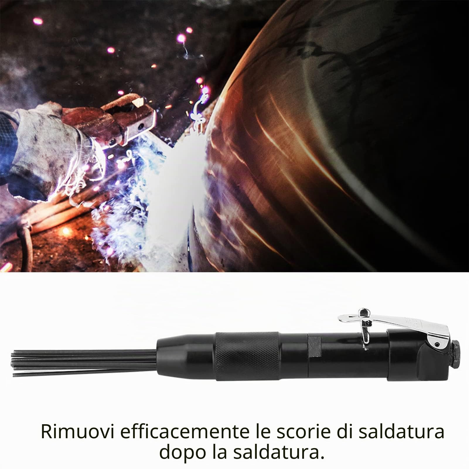 Scaler Ad Ago Ad Aria Compressa, Aghi di Ricambio per Pistola Ad Aghi Testina di Ricambio per Scaler Ad Aghi Pneumatici, per una Rimozione Precisa Ed Efficace di Ruggine