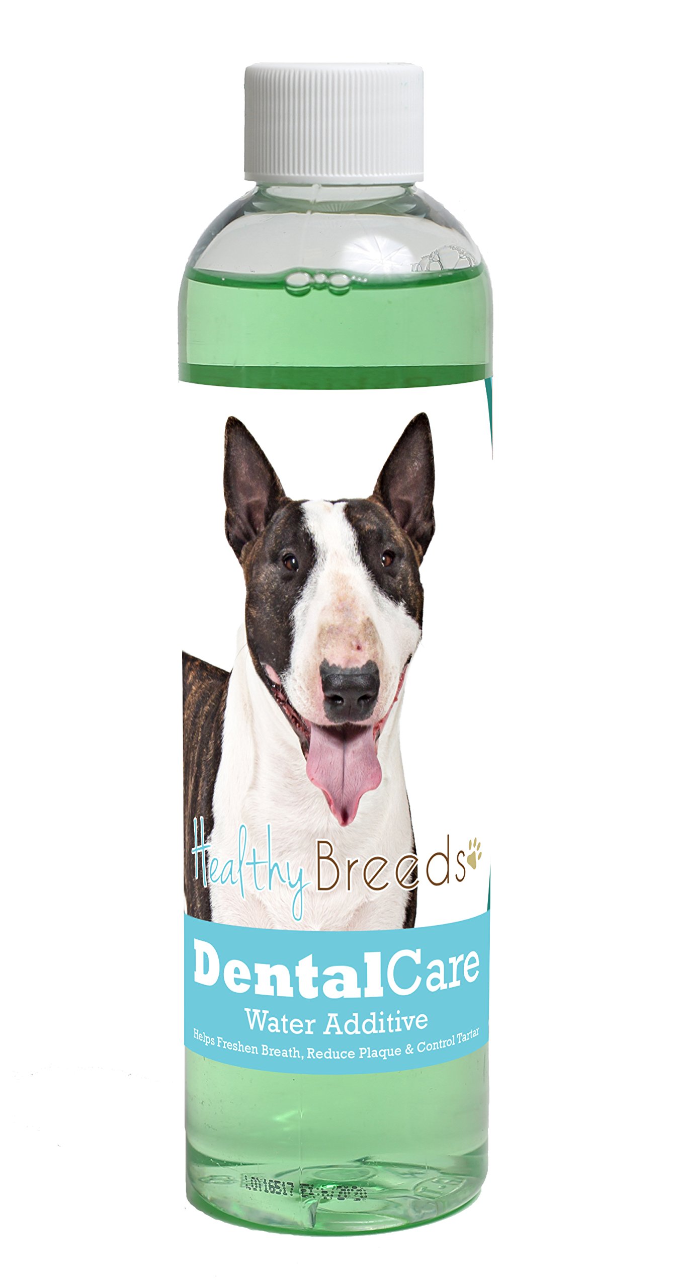 Healthy Breeds Dog Dental Care Water Additive for Miniature Bull Terrier - Helps Freshen Breath, Reduce Plaque &amp; Control Tartar - Mint Flavor - 8 oz