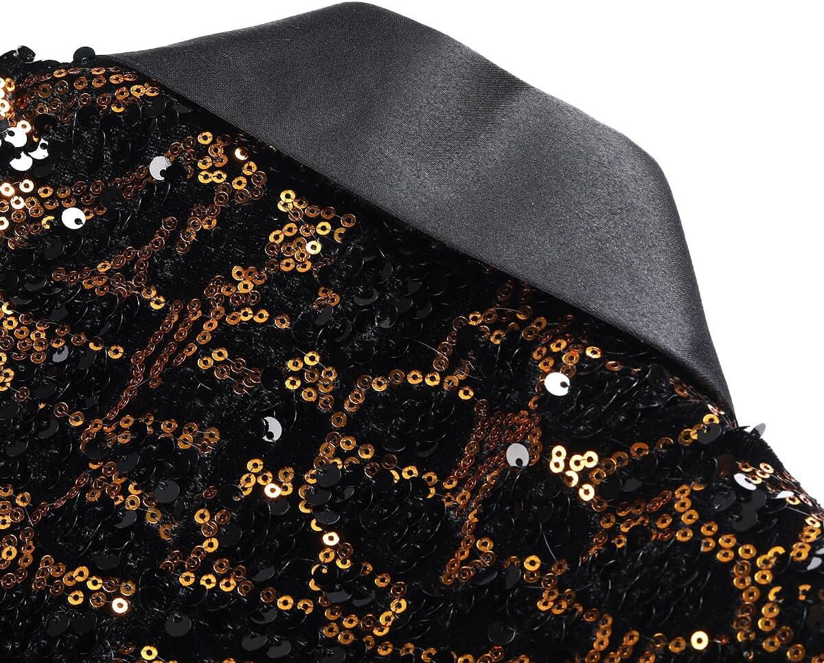 Cloudstyle Mens One Button Sequin Dress Suit Jacket Party Festival Tuxedo Sport Coat - Image 6