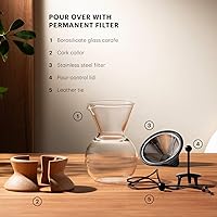 Vista 5 de Bodum Cafetera de Vertido de 34 onzas, Vidrio de Borosilicato Resistente al Calor con Filtro de Acero Inoxidable Reutilizable y Agarre de Corcho