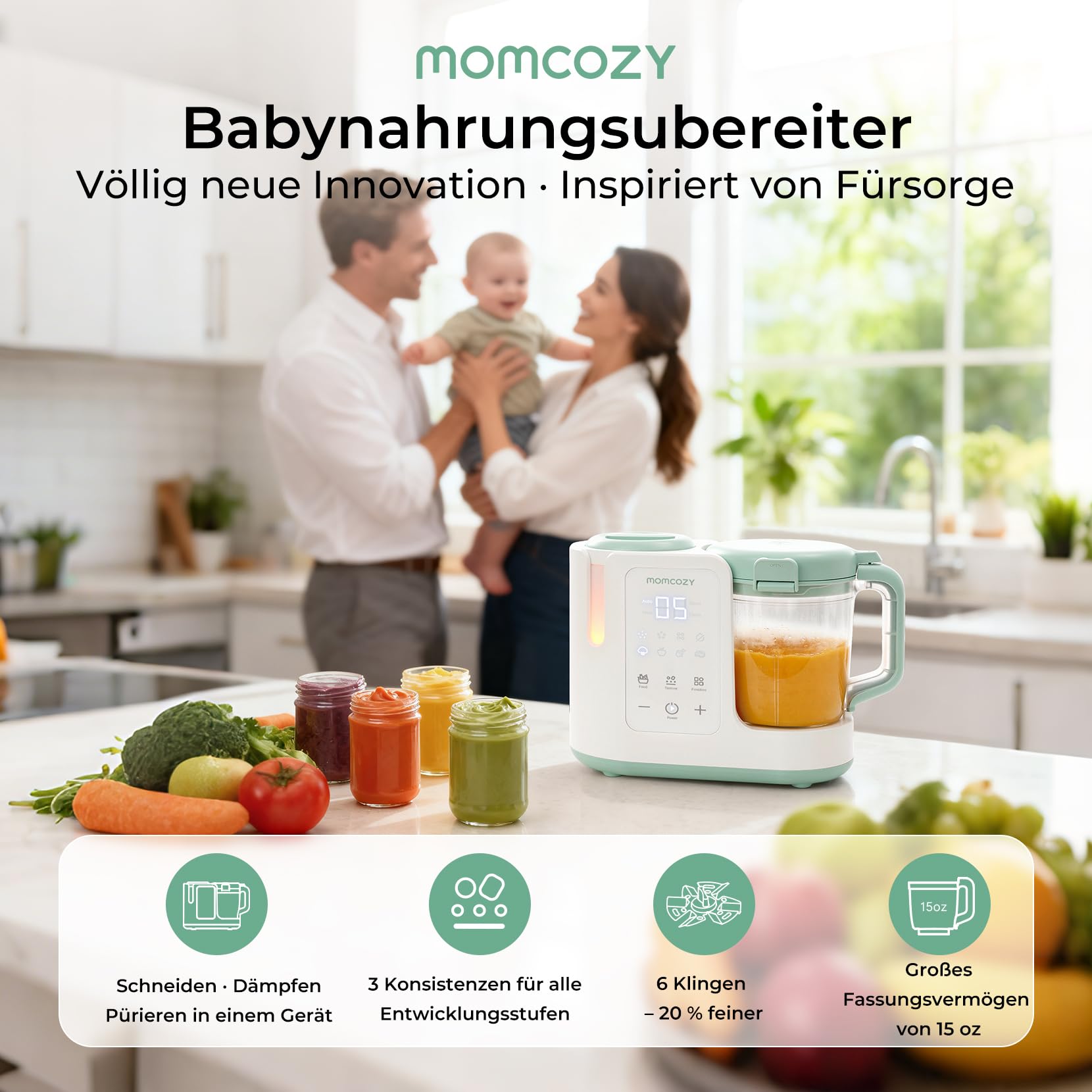 Momcozy AutoMeal Babynahrungszubereiter 450 ml BPA-frei