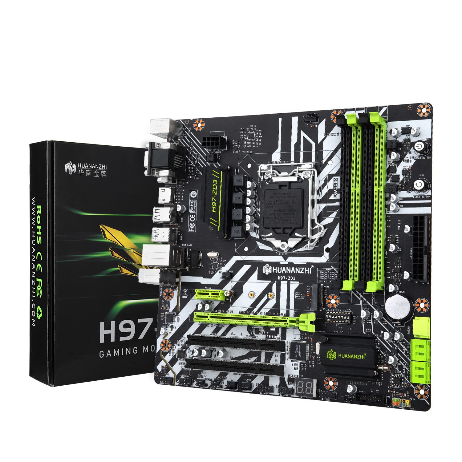 HUANANZHI The powerful H97 - ZD3 motherboard supports CPU lga 1150, Micro ATX motherboard, 4*ddr3, PCIe 3.0, SATA 6GB/s, m.2, USB3.0, VGA/DVI/HD