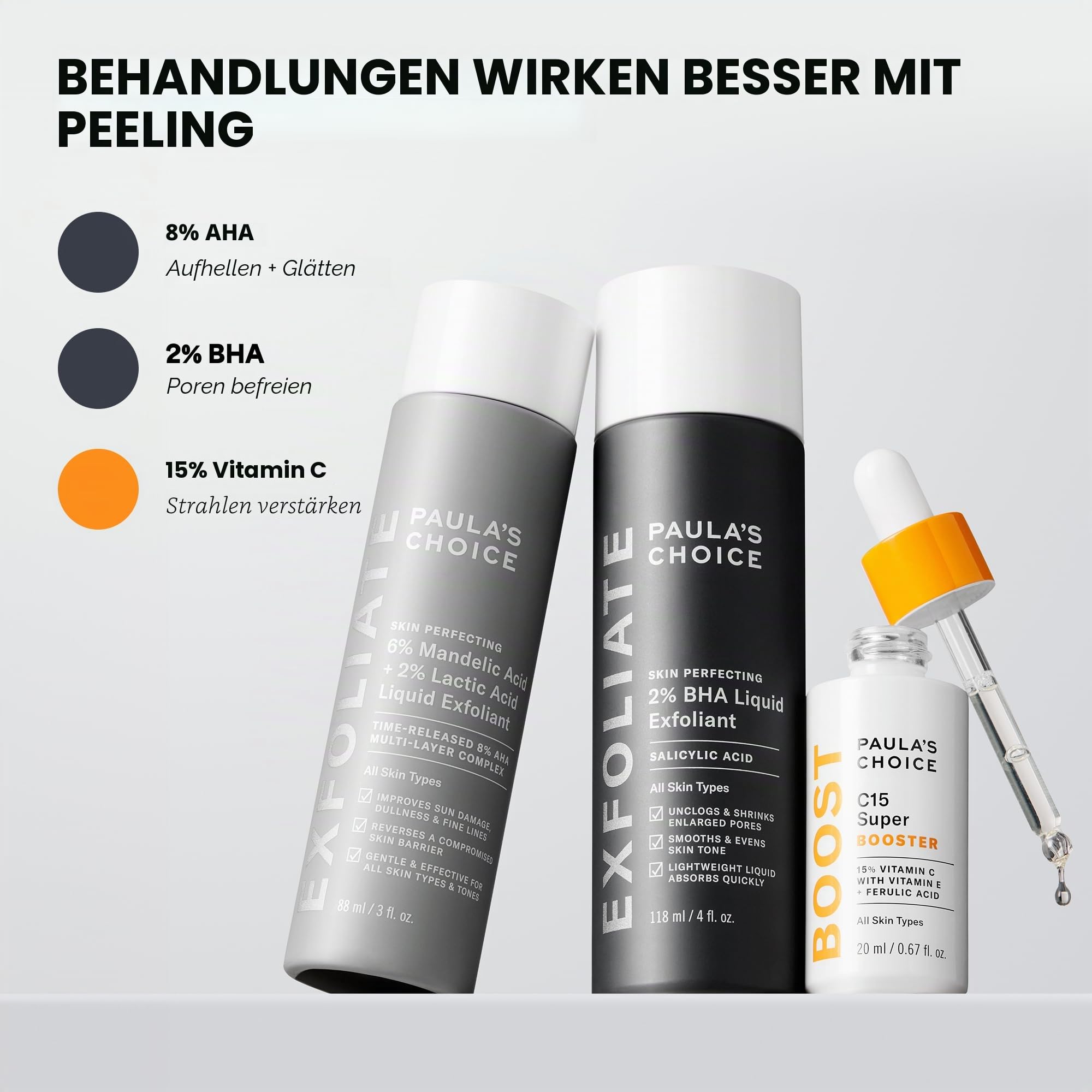 Paula's Choice 15% Vitamin C Booster, Gesichtsserum für ein Glow, 20 ml | Anti-Aging Serum mit 15% Vitamin C, E & Ferulasäure - Reduziert Braune Flecken & Lässt die Haut Strahlen - mit Peptiden