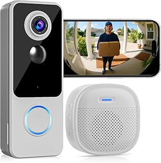 Doorbell Camera Wireless, 2K HD Head-to-Toe Video, no subscription,Two-Way Talk, Smart Home Video Doorbell with Chime,Battery Powered,Motion Detection &Alerts,Works with Alexa & Google(Only 2.4G WiFi)