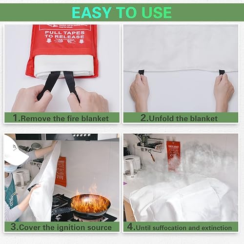 Miniatura 6 de Manta de emergencia de fibra de vidrio ignífuga, 1 paquete de manta portátil para el hogar, cocina, parrilla, oficina, camping