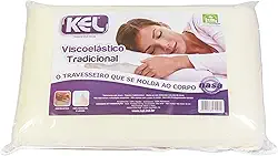 Travesseiro Alto 14CM Viscoelástico Kel NASA | Ortopédico, Antiácaro, Não Deforma, Ergonômico, Alívio de Pressão, Não Esquenta – Conforto e Tecnologia para o Sono