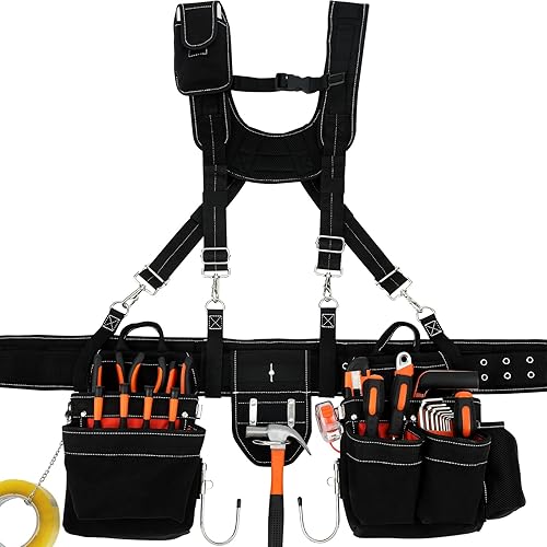 VEVOR Tirantes de cinturón de herramientas profesionales, ajustables de 29 a 54 pulgadas, 34 bolsillos de nailon 1250D para cinturones de disponible en Yaxa El Salvador