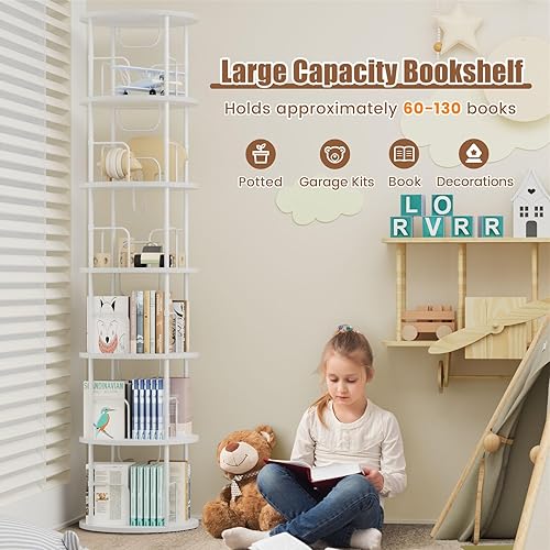 Miniatura 90 de Estantería giratoria de 5 niveles, torre giratoria apilable de 360 °, estantería giratoria de pie estrecha que ahorra espacio, estantería giratoria