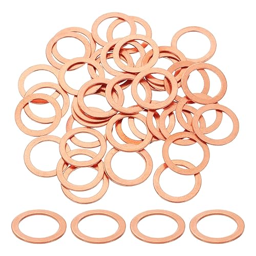 uxcell 100 anillos de sellado de arandela plana M16 de cobre, 0.630 in ID 0.866 in OD 0.039 in de grosor, arandelas de trituración de cobre, junta